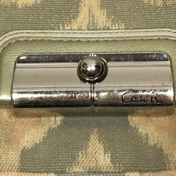 COACH HANDBAG PURSE KRISTIN IKAT OP ART SIGNATURE HOBO 17083 GRAY SHIMMER - Picture 4 of 15